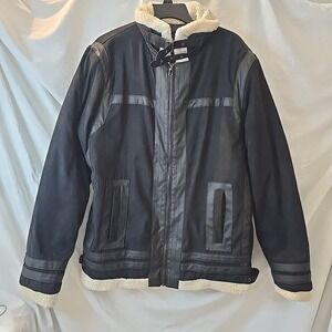 Lee Hanton Black Faux Suede Full-zip Moto Jacket Coat Sz L Y2K 90s Vibes